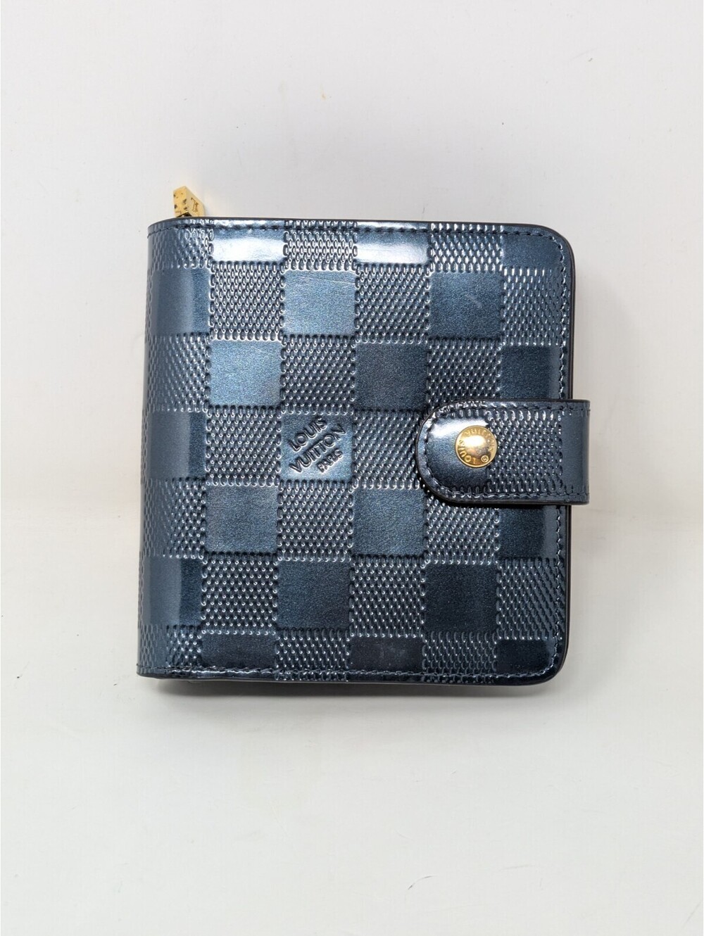 Louis Vuitton Compact Blue Faux Leather Monogram Wallet - Picture 1 of 8